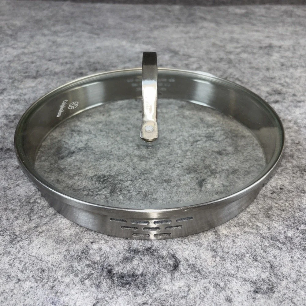 Calphalon Saucepan Glass Pot Lid Stainless Drain Vented Sides 8.5